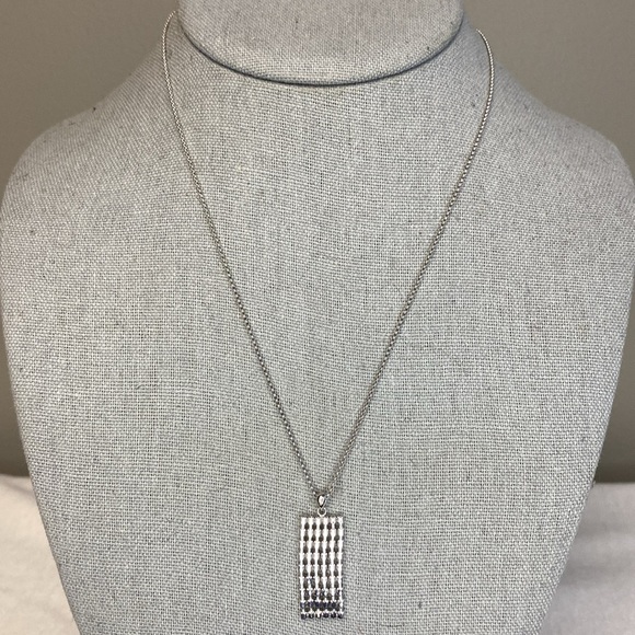 Platinum 1cttw Diamond Rectangle Pendant Necklace – 18" Chain - Picture 5 of 6